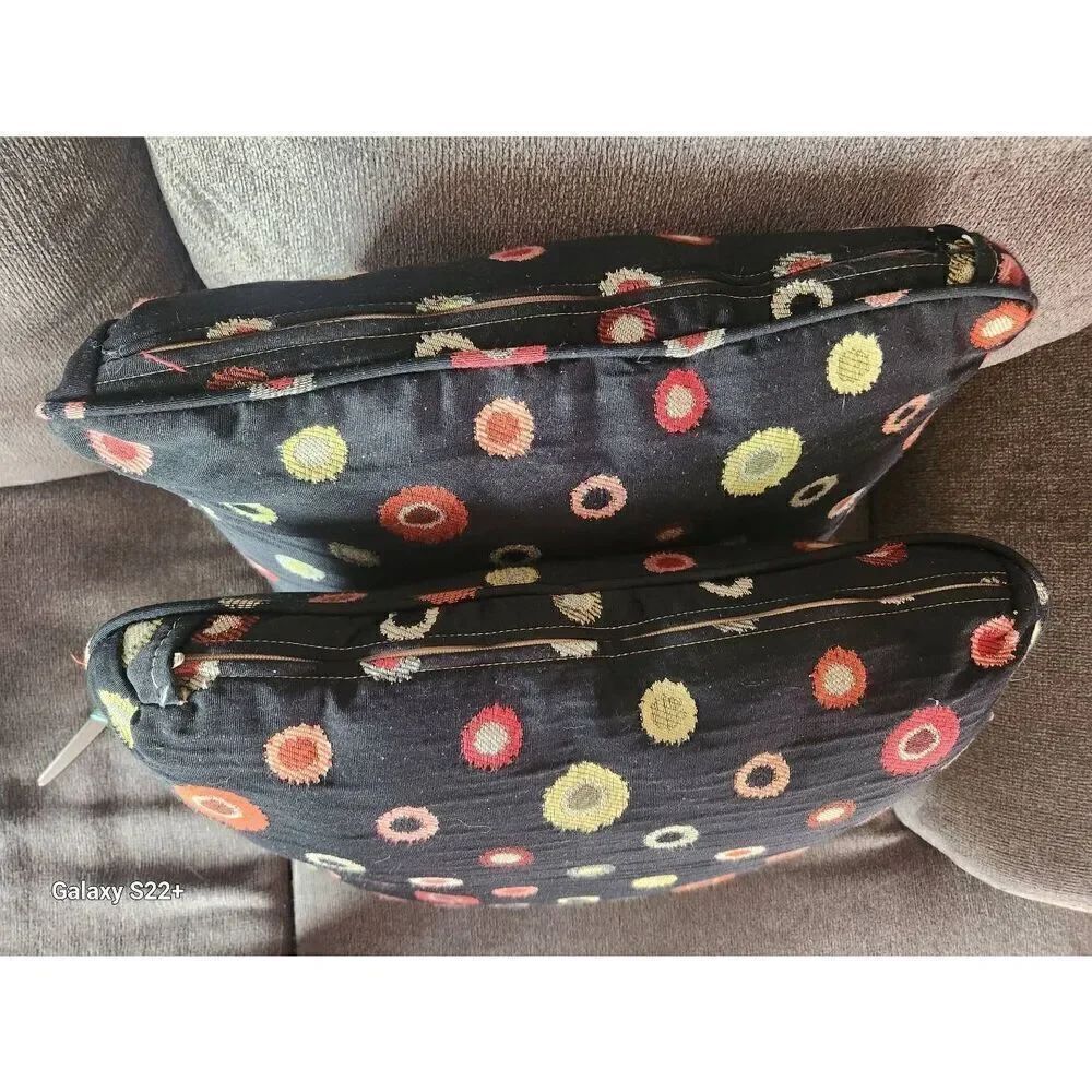 Throw pillows, black with multi-colored pattern - Picture 3 of 7